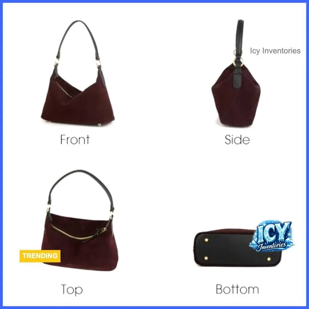 Real Cowhide Suede Slouchy Hobo Bag with Shoulder Strap